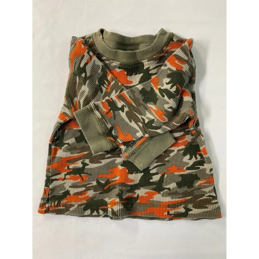 OshKosh B'gosh Boys Camo Bear Deer Bird Reversible Vest & Long Sleeve Shirt 1T